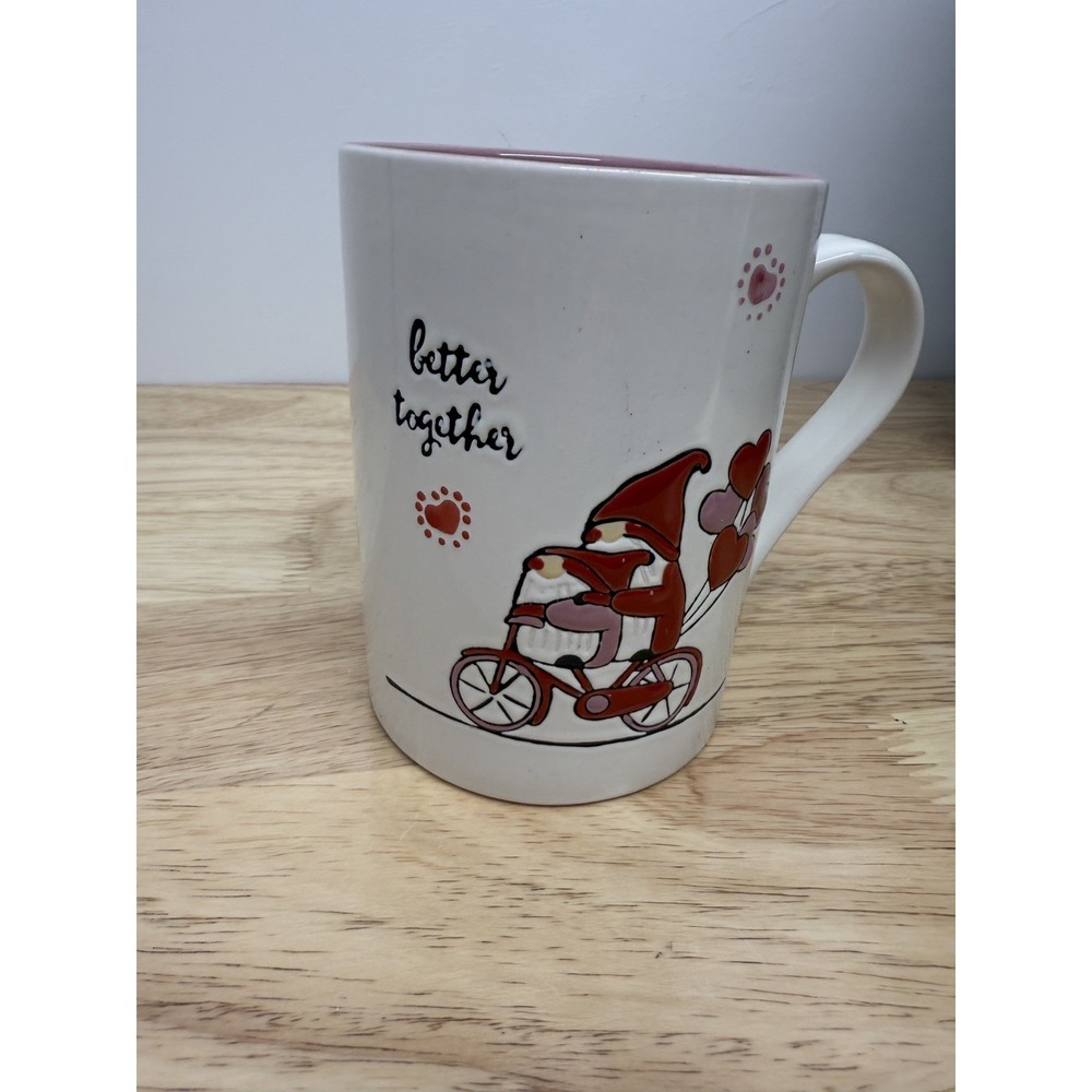 BETTER TOGETHER Tag Gnome On‎ Bicycle With Balloons Valentine's Mug #22